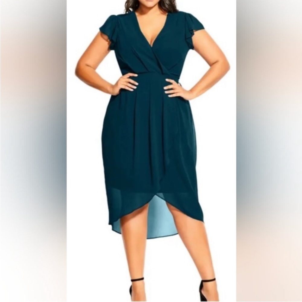 NWT City Chic wrap swing dress - emerald S/16